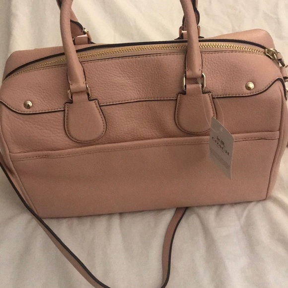 NWT Coach pebbled leather bnt satchel - peach rose - Picture 2 of 6